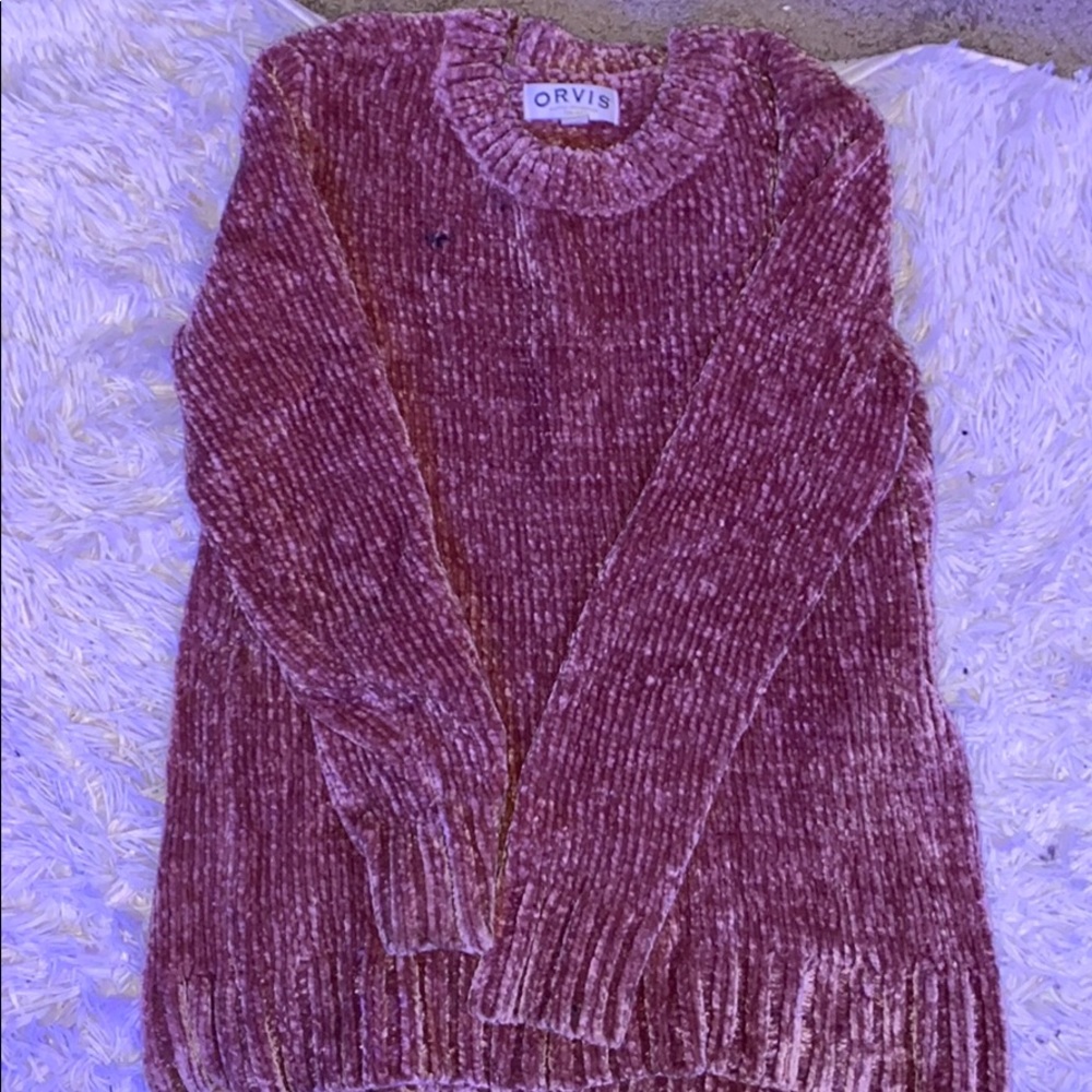 pinkish velvet fall sweater small
